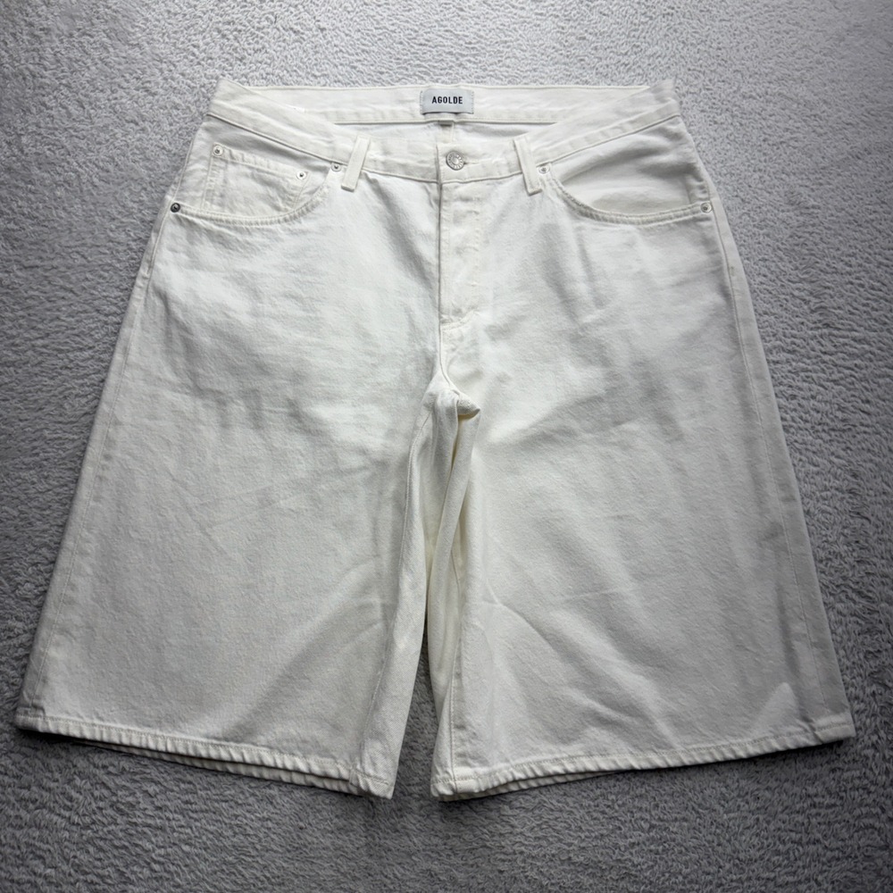 AGOLDE Baggy V-Short White Denim Shorts Mens 30 A9239-1183 Regenerative Cotton